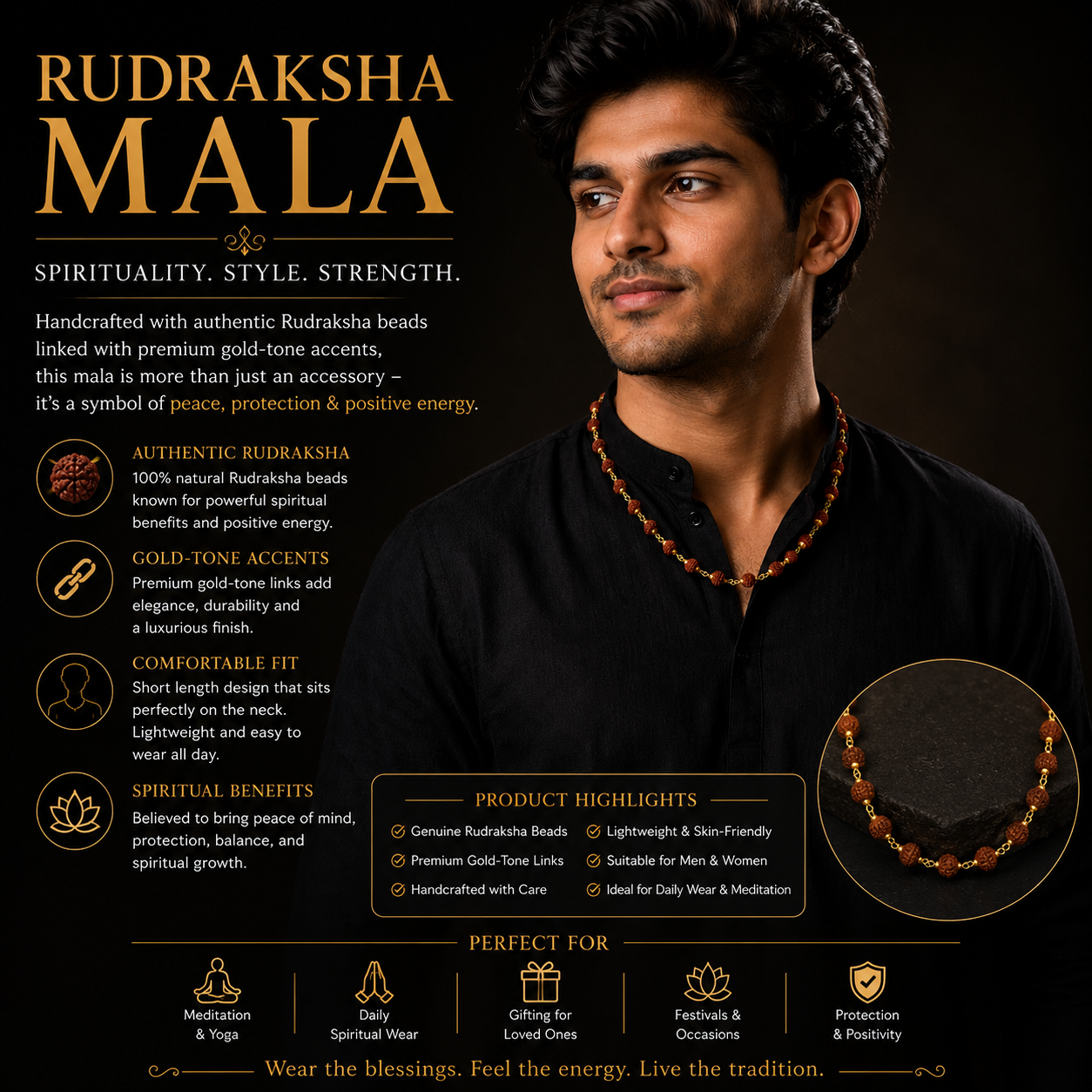 Royal Rudraksha Gold chain - Image 3